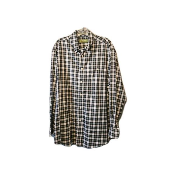 Orvis Long Sleeve Shirt LARGE Multi Color Plaid Oxford Button Front Mens - Picture 1 of 6